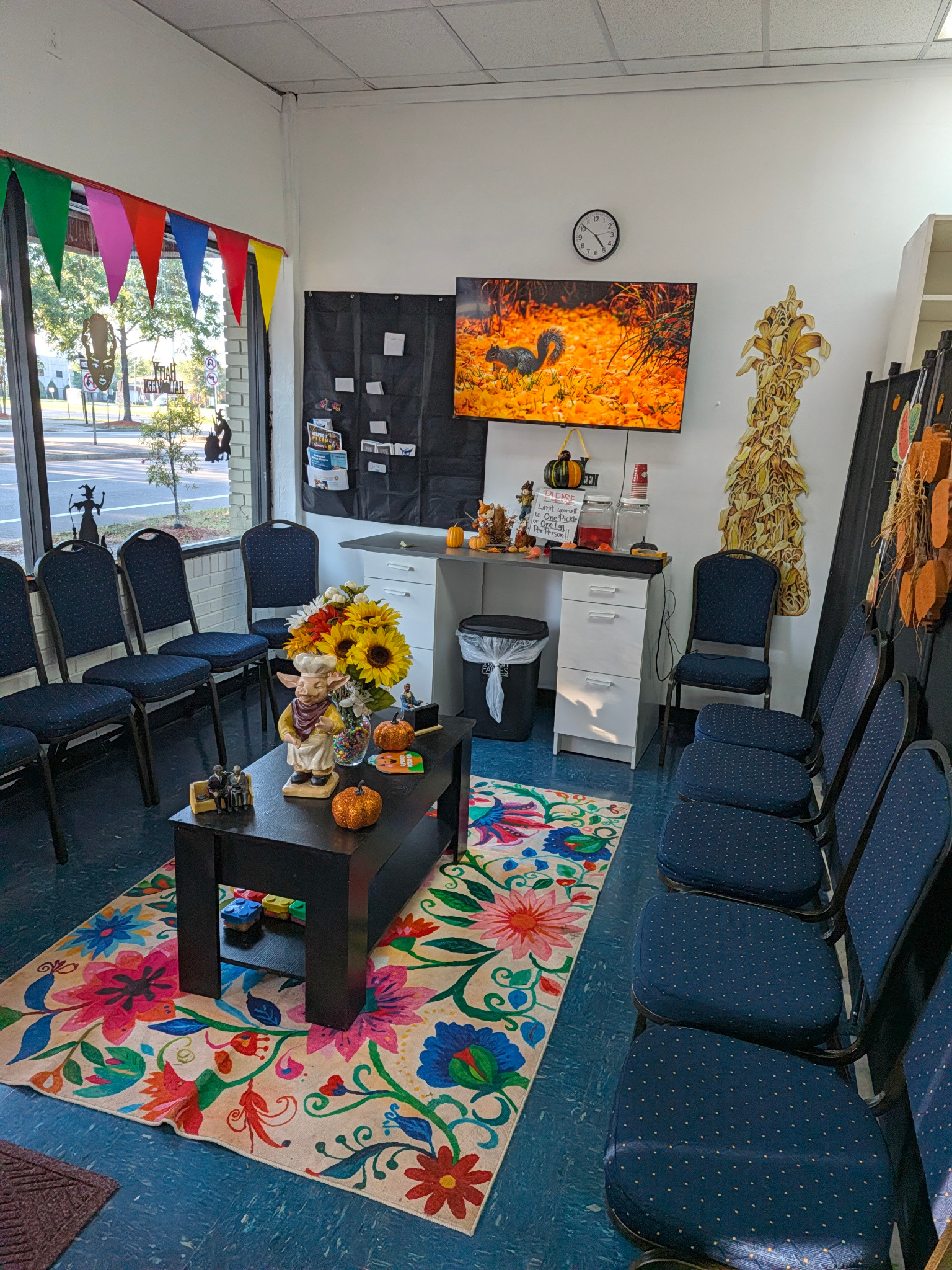 Waiting and reception area inside Changing Lives 365 Food Pantry